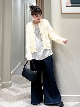 「アイテム（ノーカラージャケット）」を使った、tsukaさん（レディース・155cm）の秋コーディネート