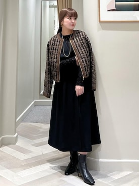 「ROPE'（ロペ）のストレッチレースカットソー/イージーケア（Tシャツ/カットソー）」を使った、tsukaさん（レディース・155cm）の秋コーディネート