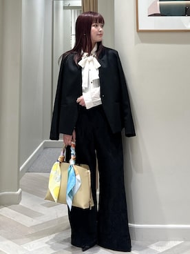 「アイテム（ノーカラージャケット）」を使った、tsukaさん（レディース・155cm・20代）の秋コーディネート