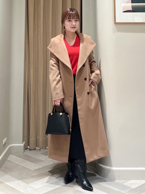 美人スカート]ウールレーヨンポケット付きタイトスカート(無地