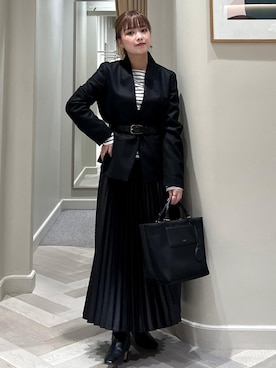 「アイテム（ノーカラージャケット）」を使った、tsukaさん（レディース・155cm・20代）の秋コーディネート