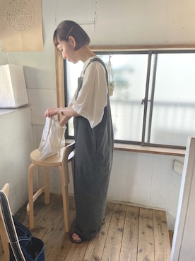 「アイテム（オールインワン・サロペット）」を使った、とんとんさん（レディース・160cm）の夏コーディネート