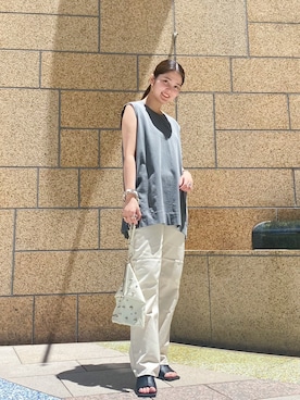 「STUDIOUS（ステュディオス）のアイテム（サンダル）」を使った、ebiyuki0830さん（レディース・164cm）の夏コーディネート