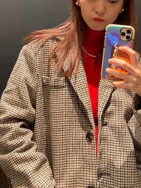 「レッドコーデ」｜「アイテム（アクセサリー）」を使った、honokaさん（レディース・161cm）の冬コーディネート