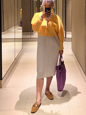 「ISSEY MIYAKE（イッセイミヤケ）のアイテム（トートバッグ、シルバー系）」を使った、Mujer felizさん（レディース・158cm）の春コーディネート