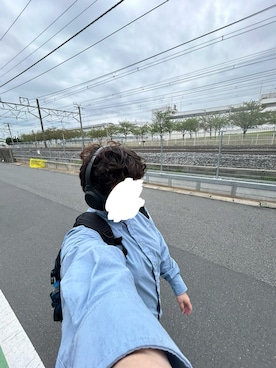 「PAGEBOY（ページボーイ）のアイテム（シャツ/ブラウス、ブルー系）」を使った、nontaさん（レディース・158cm）の夏コーディネート