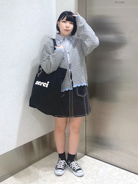 「ニットカーディガン」｜「アイテム（財布/小物）」を使った、MOMOさん（レディース・150cm）の秋コーディネート