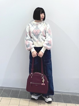 「トートバッグ」｜「アイテム（財布/小物）」を使った、MOMOさん（レディース・150cm）の冬コーディネート