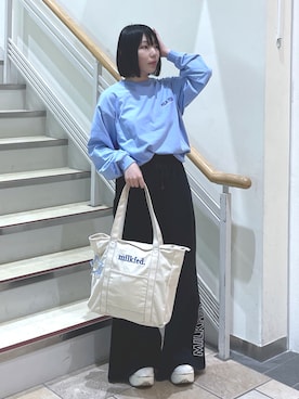 「MILKFED.」｜「アイテム（スウェットパンツ）」を使った、MOMOさん（レディース・150cm）の夏コーディネート