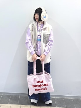 「トートバッグ」｜「アイテム（財布/小物）」を使った、MOMOさん（レディース・150cm）の冬コーディネート