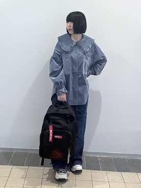 「アイテム（ポーチ）」を使った、MOMOさん（レディース・150cm）の秋コーディネート