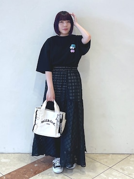「フリルトート」｜MOMOさん（レディース・150cm）の夏コーディネート