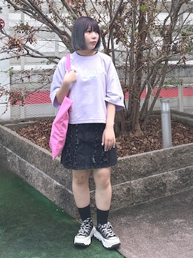 「Champion（チャンピオン）のアイテム」を使った、MOMOさん（レディース・150cm）の夏コーディネート