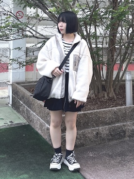 「アイテム（ブルゾン）」を使った、MOMOさん（レディース・150cm）の秋コーディネート