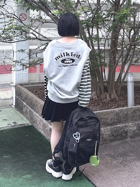 「アイテム（ポーチ）」を使った、MOMOさん（レディース・150cm）の秋コーディネート