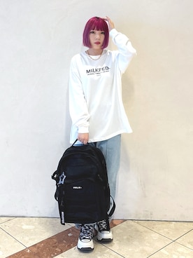 「アイテム（キーホルダー）」を使った、MOMOさん（レディース・150cm）の秋コーディネート