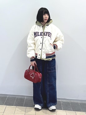 「アイテム（スタジャン）」を使った、MOMOさん（レディース・150cm）の冬コーディネート