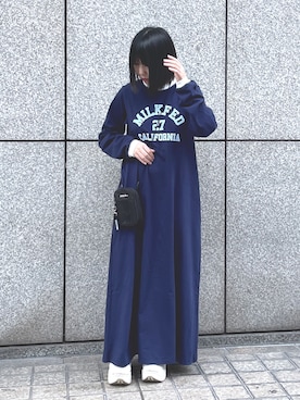 「いいね&フォロー よろしくお願いします☺︎」｜「アイテム（ワンピース/ドレス）」を使った、MOMOさん（レディース・150cm）の秋コーディネート