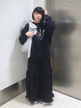 「MILKFED.」｜「アイテム（スウェット）」を使った、MOMOさん（レディース・150cm）の冬コーディネート