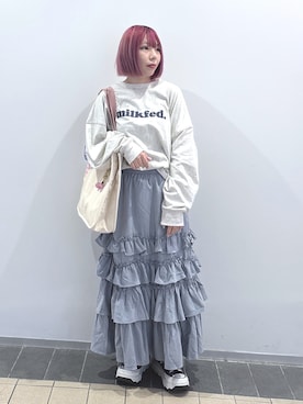 「アイテム（ポーチ）」を使った、MOMOさん（レディース・150cm）の秋コーディネート
