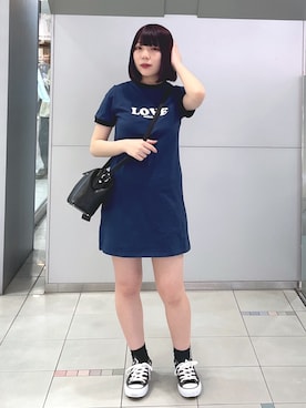「MILKFED.」｜「アイテム（ワンピース/ドレス）」を使った、MOMOさん（レディース・150cm）の春コーディネート