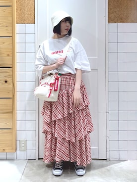「フリルトート」｜MOMOさん（レディース・150cm）の夏コーディネート