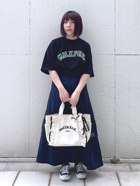 「フリルトート」｜MOMOさん（レディース・150cm）の夏コーディネート