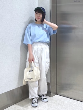 「いいね&フォロー よろしくお願いします☺︎」｜「アイテム（キャップ）」を使った、MOMOさん（レディース・150cm）の夏コーディネート