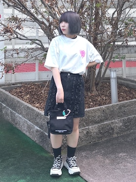 「アイテム（財布/小物、ピンク系）」を使った、MOMOさん（レディース・150cm）の夏コーディネート