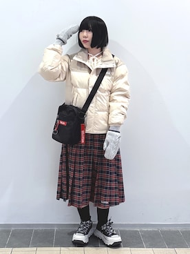 「アイテム（手袋）」を使った、MOMOさん（レディース・150cm）の秋コーディネート