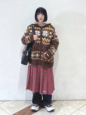 「アイテム（その他アウター、ブラウン系）」を使った、MOMOさん（レディース・150cm）の冬コーディネート