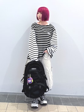 「アイテム（ポーチ）」を使った、MOMOさん（レディース・150cm）の秋コーディネート