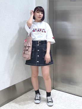 「キュロット」｜「アイテム（トートバッグ）」を使った、MOMOさん（レディース・150cm）の夏コーディネート