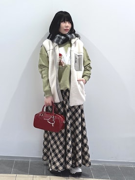 「アイテム（キーホルダー）」を使った、MOMOさん（レディース・150cm）の冬コーディネート