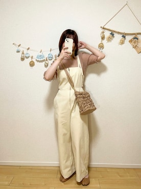 「callautia（カラウティア）のアイテム（オールインワン・サロペット）」を使った、りせさん（レディース・157cm）の夏コーディネート
