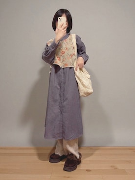 「アイテム（シャツワンピース）」を使った、りせさん（レディース・157cm）の秋コーディネート