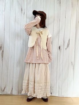 「アイテム（バレエシューズ）」を使った、りせさん（レディース・157cm）の冬コーディネート