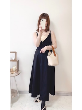 「JUNOAH（ジュノア）のアイテム（Tシャツ/カットソー）」を使った、りせさん（レディース・157cm）の夏コーディネート