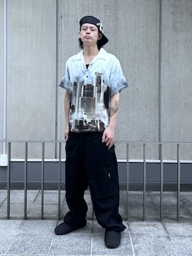 「XLARGE（エクストララージ）のSKYSCRAPER S/S SHIRT（シャツ/ブラウス、ホワイト系）」を使った、TIGERさん（メンズ・174cm）の夏コーディネート