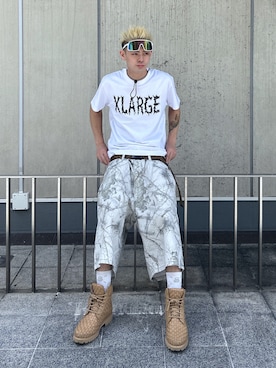 「XLARGE（エクストララージ）のVENOM S/S TEE（Tシャツ/カットソー、ホワイト系）」を使った、TIGERさん（メンズ・174cm）の夏コーディネート