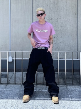 「XLARGE（エクストララージ）のRHINESTONE LOGO S/S TEE（Tシャツ/カットソー、ピンク系）」を使った、TIGERさん（メンズ・174cm）の夏コーディネート