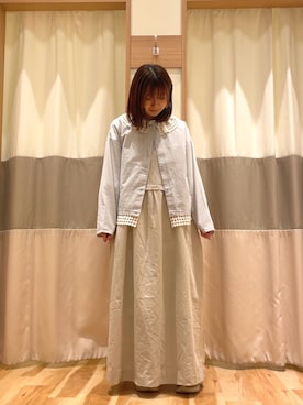 「つけ襟」｜「アイテム（ワンピース/ドレス）」を使った、risaさん（レディース・154cm）の春コーディネート