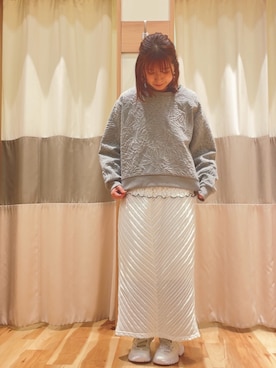 「Samansa Mos2 blue（サマンサモスモスブルー）のアイテム（スカート）」を使った、risaさん（レディース・154cm）の春コーディネート