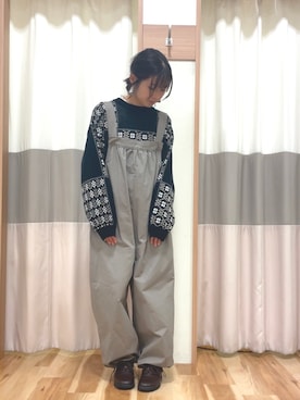 「ナチュラルスタイル」｜「アイテム（オールインワン・サロペット）」を使った、risaさん（レディース・154cm）の冬コーディネート