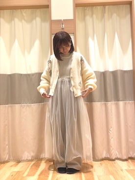 「チュールワンピ」｜risaさん（レディース・154cm）の秋コーディネート
