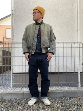 「Buzz Rickson's（バズリクソンズ）のアイテム」を使った、たいやまさん（メンズ・168cm）の冬コーディネート