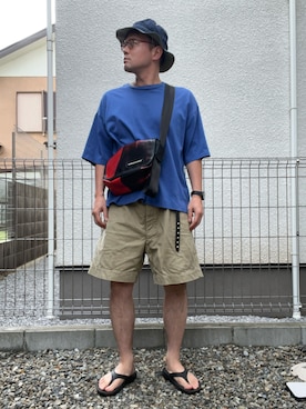 「WAIPER.inc（ワイパーインク）のアイテム（ハット、ブルー系）」を使った、たいやまさん（メンズ・168cm）の秋コーディネート
