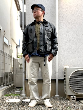 「アイテム（ブルゾン）」を使った、たいやまさん（メンズ・168cm）の秋コーディネート