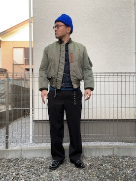 「Buzz Rickson's（バズリクソンズ）のアイテム」を使った、たいやまさん（メンズ・168cm）の冬コーディネート