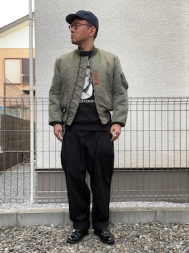 「Buzz Rickson's（バズリクソンズ）のアイテム」を使った、たいやまさん（メンズ・168cm）の冬コーディネート